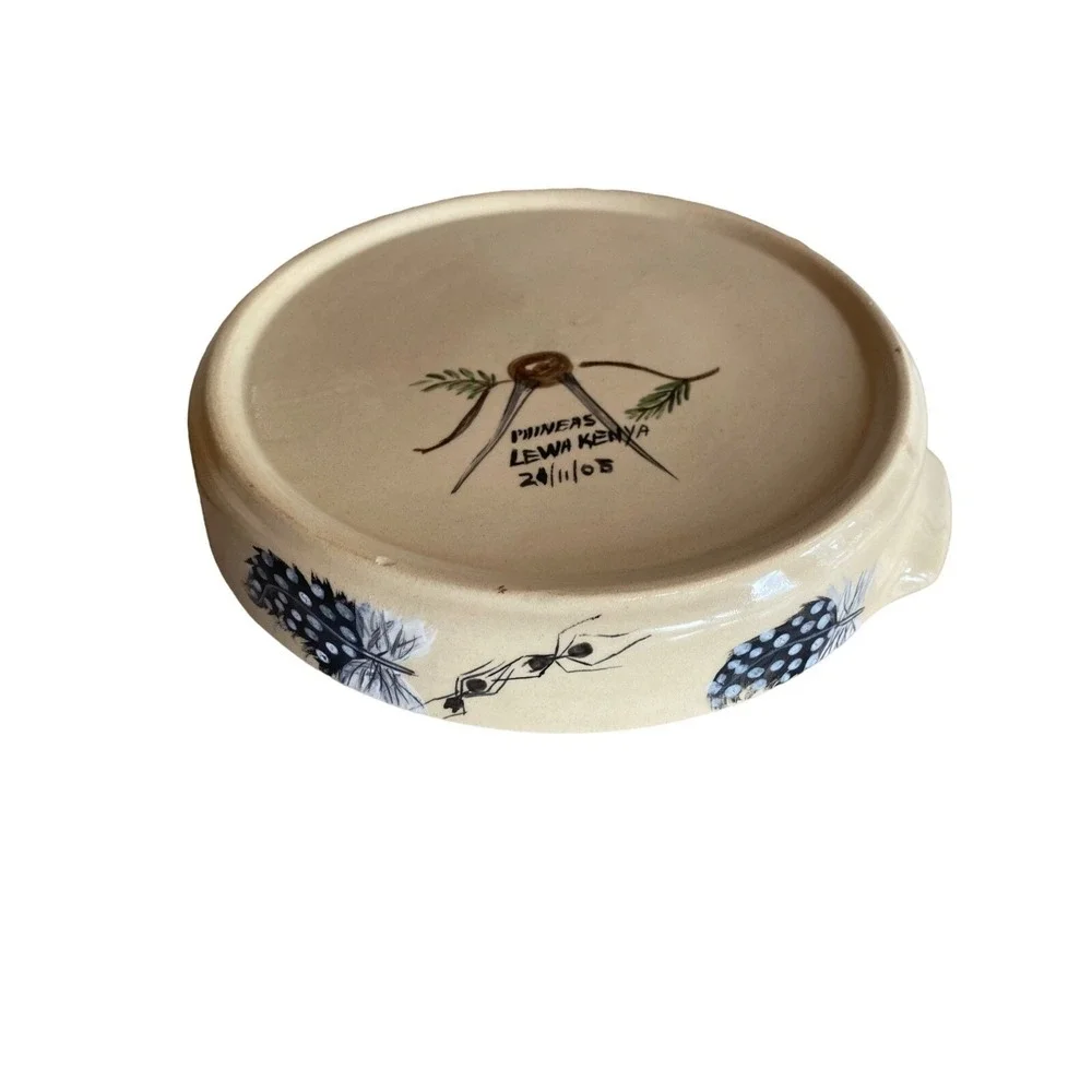 Phineas Ceramics Lewa Kenya Ants Feather Illustration Tart Dish Plate